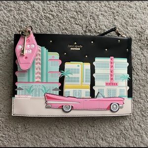 Kate spade checking in pink car crossbody/clutch
